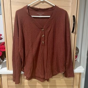 Maroon American Eagle V Neck Sweater